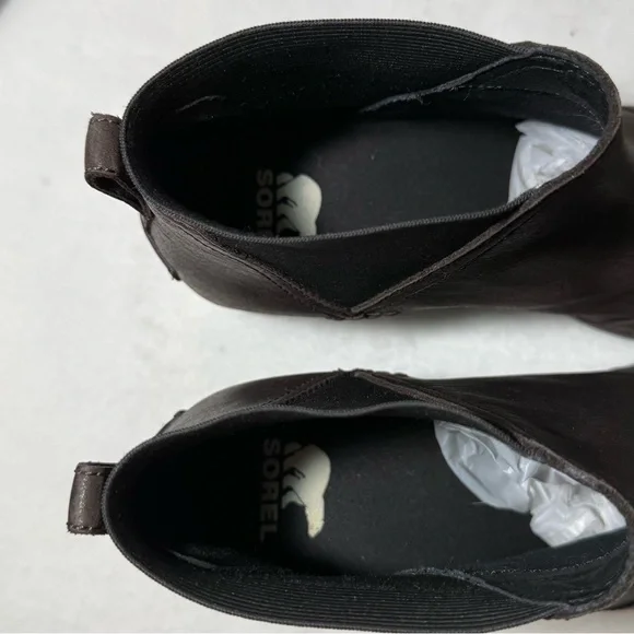 SOREL Dark Brown Leather Cate Chelsea Slip On Boots Women’s Size 7 - Picture 5 of 7